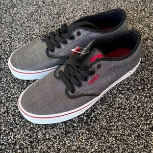 Vans Charcoal and Black Sneakers with Red Accents